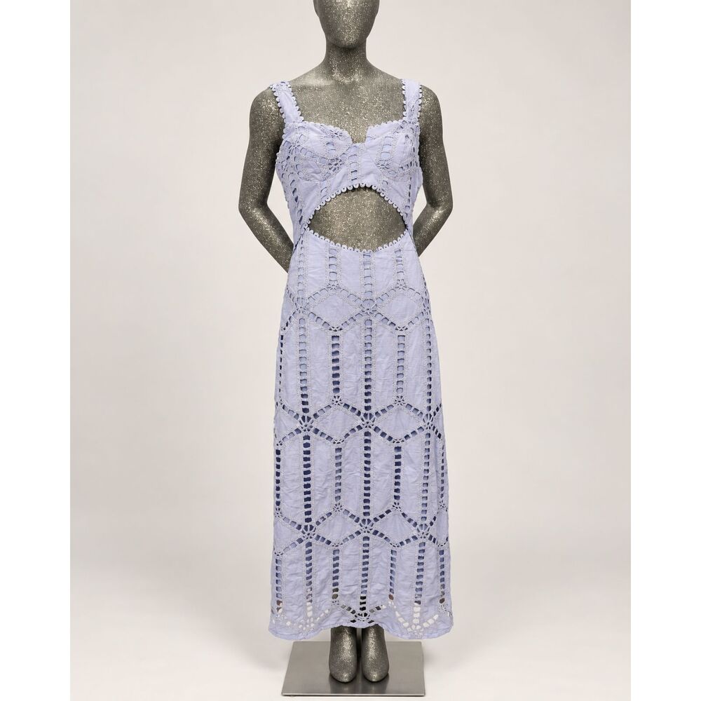NWT Commense Blue Crochet Cutout Maxi Dress Size M
